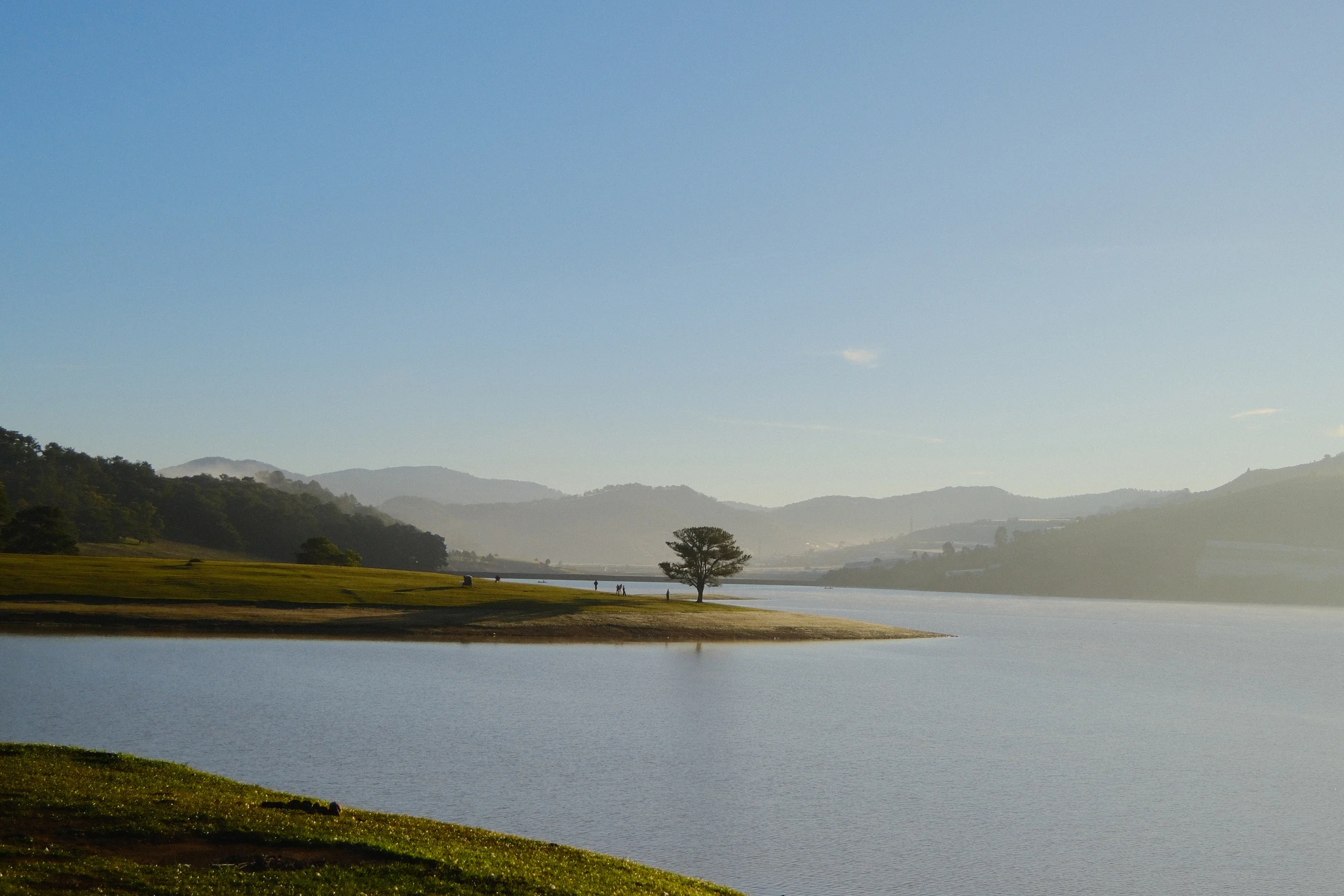 Morning lake landscape in Da Lat, Vietnam